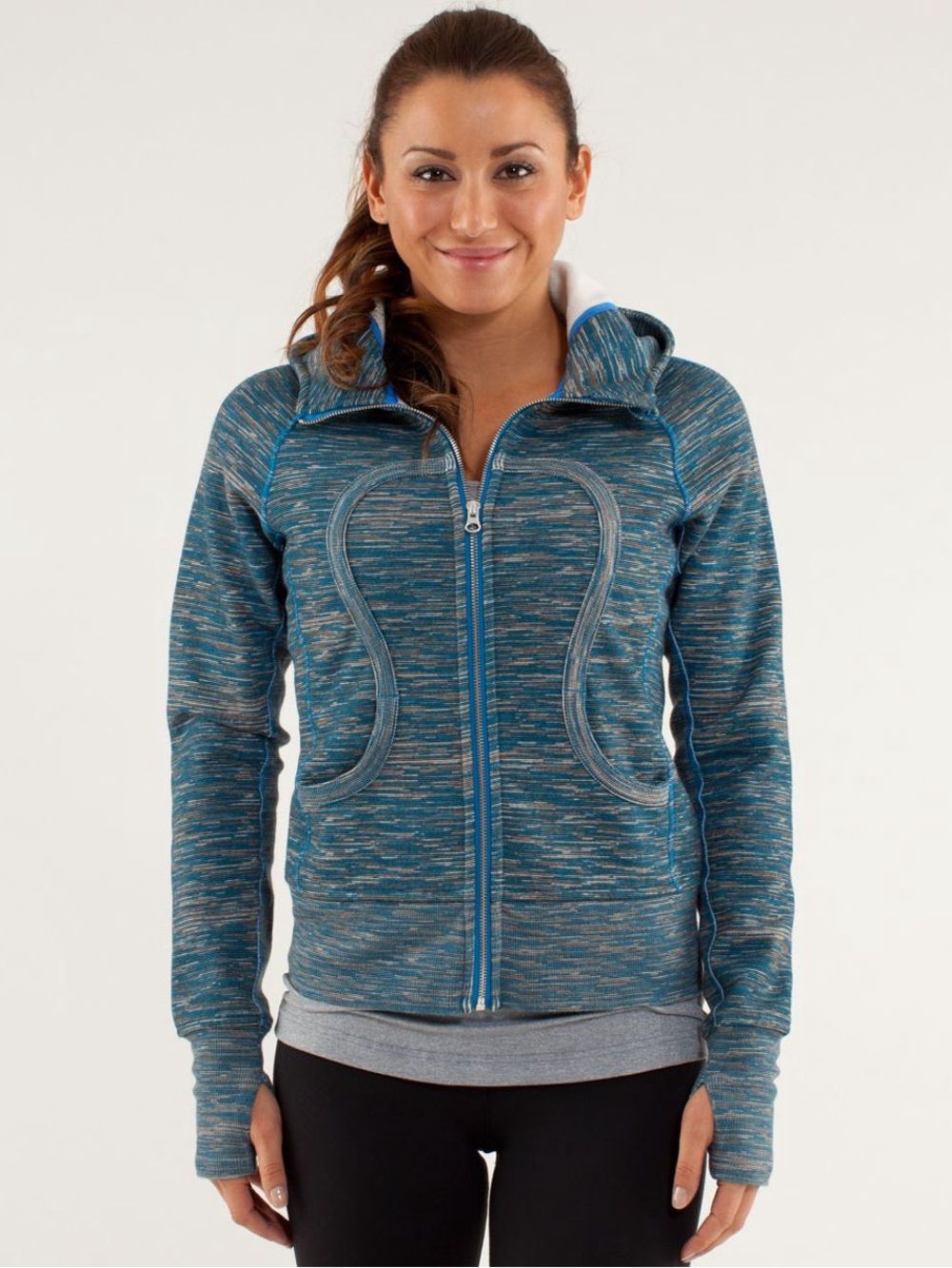 lululemon Scuba Hoodie stretch Teal Space-Dye Zip Hoodie